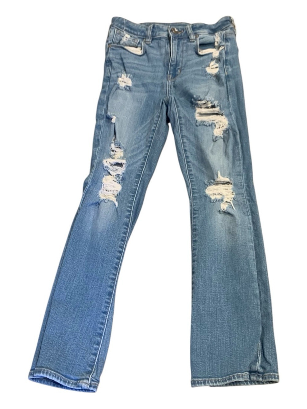 American Eagle Outfitters Distressed High Rise Skinny Kick Jeans 2 extra short